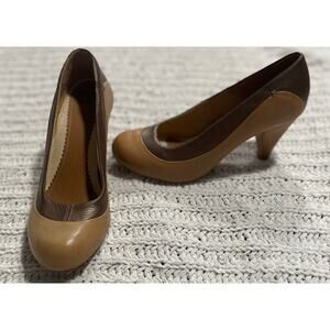 J Shoes Lucca Heels Womens Sz 38.5 US 8 A75G1 1001 Thailand Leather Tan Academia